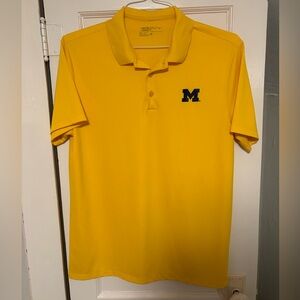Nike Men's Bright Yellow Polo with Blue Logo